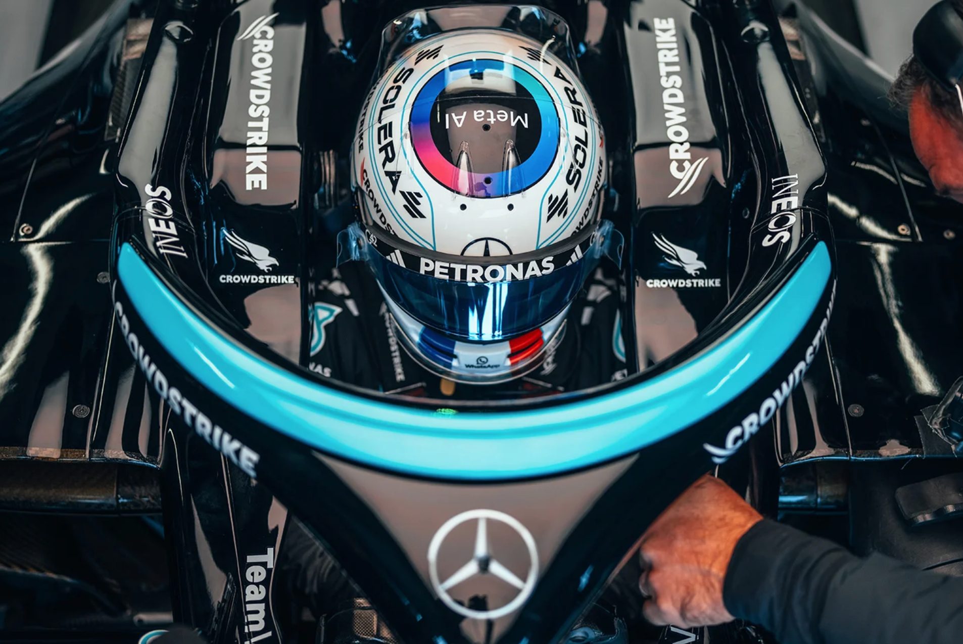 Casque de course de Doriane Pin, vue de dessus